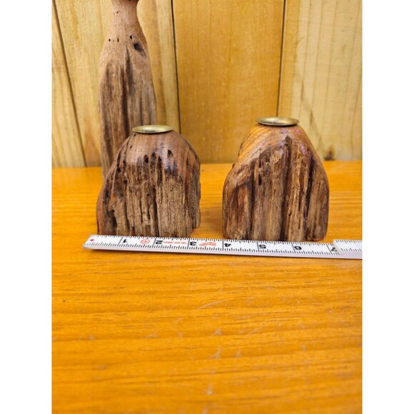 Collection of 3 Unique Vintage Rustic Live Edge Candle Holders - Picture 9 of 13